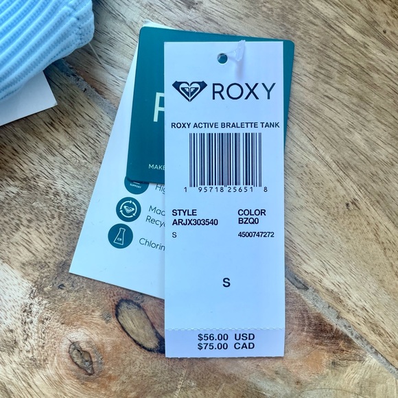 New Roxy Light Blue Ribbed Bikini Set Sz M - Picture 7 of 12